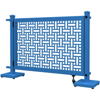 SelectSpace 56" x 10" x 34" Sky Blue Square Weave Pattern Gate with Straight and Corner Stands