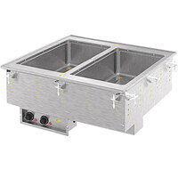 Vollrath 3640070HD Modular Drop In Two Compartment Marine-Grade Hot Food Well with Thermostatic Controls and Manifold Drain - 208V, 1250W