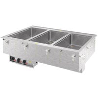 Vollrath 3640550HD Modular Drop In Three Compartment Marine-Grade Hot Food Well with Infinite Controls and Manifold Drain - 208V, 1875W