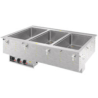 Vollrath 3640451HD Modular Drop In Three Compartment Marine-Grade Hot Food Well with Infinite Controls and Manifold Drain - 120V, 3000W