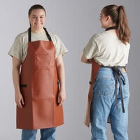 Choice Light Brown 38 Mil Heavy Weight Vinyl Adjustable Dishwasher Apron with Pocket - 32" x 26"