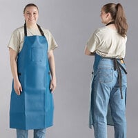 Choice Navy 38 Mil Heavy Weight Vinyl Adjustable Dishwasher Apron with Pocket - 40" x 26"