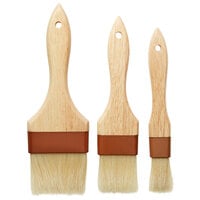 3-Piece Boar Bristle Pastry / Basting Brush Set with Wood Handles