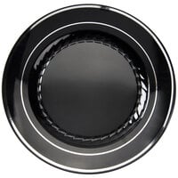 Fineline Silver Splendor 507-BKS 7" Black Plastic Plate with Silver Bands - 150/Case