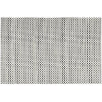 Front of the House Metroweave 18 1/4" x 12" Silver Basketweave Woven Vinyl Rectangle Placemat / Liner - 12/Pack