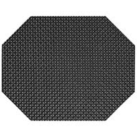 Front of the House Metroweave 14" x 11" Black Large Basketweave Woven Vinyl Rectangle Placemat - 12/Pack