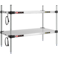 Metro Super Erecta 18" x 36" Stainless Steel 2-Shelf Heated Stainless Steel Takeout Station with 27" Chrome Posts