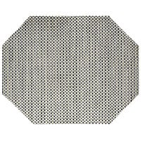 Front of the House Metroweave 14" x 11" Silver Basketweave Woven Vinyl Rectangle Placemat - 12/Pack
