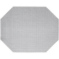 Front of the House Metroweave 14" x 11" Pewter Basketweave Woven Vinyl Octagon Placemat - 12/Pack