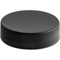 38/400 Black Ribbed Continuous Thread Cap with Foam Liner - 2250/Case