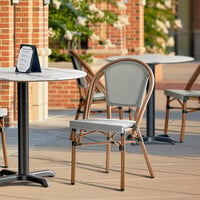 Lancaster Table & Seating Bistro Series Black and White Teslin Outdoor Side Chair