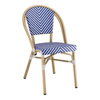 Lancaster Table & Seating Blue and White Teslin Outdoor Side Chair