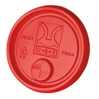 GET LID-88121-RED Disposable Red Plastic Lid with Straw Slot for 3" Diameter Tumblers - 2000/Case