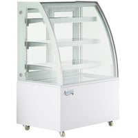 Avantco BCT-36 36" White 3-Shelf Curved Glass Refrigerated Bakery Display Case with LED Lighting