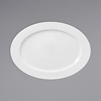 RAK Porcelain Polaris Access 13 1/4" x 9 5/8" Wide Rim Oval Porcelain Plate - 6/Case