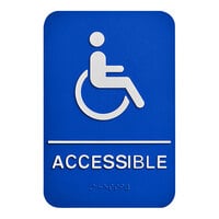 Thunder Group ADA Handicap Accessible Sign with Braille - Blue and White, 9" x 6"