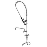 Equip by T&S 5PR-2S12-C Deck Mounted 38 1/2" High Pre-Rinse Faucet with Flex Inlets, Low Flow Spray Valve, 44" Hose, 12 1/8" Add-On Faucet, and 6" Wall Bracket