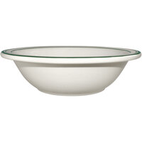 International Tableware Verona 13 oz. Ivory (American White) Stoneware Grapefruit Bowl with Green Bands - 36/Case