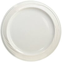 International Tableware York 10 5/8" Ivory (American White) Embossed Wide Rim Stoneware Plate - 12/Case