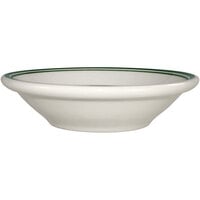 International Tableware Verona 5 oz. Ivory (American White) Stoneware Fruit Bowl with Green Bands - 36/Case