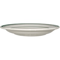 International Tableware Verona 5 1/8" Ivory (American White) Stoneware Saucer with Green Bands - 36/Case