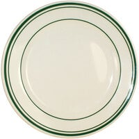 International Tableware Verona 12" Ivory (American White) Stoneware Plate with Green Bands - 12/Case