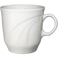 International Tableware York 6.5 oz. Ivory (American White) Embossed Stoneware Tall Cup - 12/Case