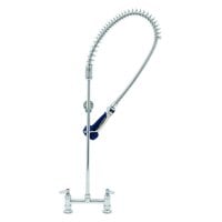 T&S B-0123-08 EasyInstall Deck Mounted 45" High Pre-Rinse Faucet with Adjustable 8" Centers, Ergonomic Spray Valve, and 44" Hose