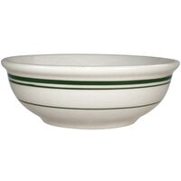 International Tableware Verona 13 oz. Ivory (American White) Stoneware Nappie Bowl with Green Bands - 36/Case