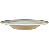 International Tableware Verona 20 oz. Ivory (American White) Stoneware Pasta Bowl with Green Bands - 12/Case