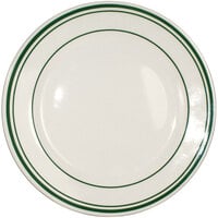 International Tableware Verona 5 1/2" Ivory (American White) Stoneware Plate with Green Bands - 36/Case