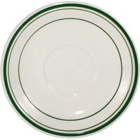 International Tableware Verona 6" Ivory (American White) Stoneware Saucer with Green Bands - 36/Case