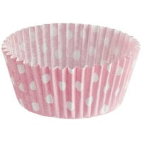 Enjay 2" x 1 1/4" Pink With White Polka Dot Fluted Baking Cup - 2000/Case