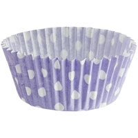 Enjay 2" x 1 1/4" Purple With White Polka Dot Fluted Baking Cup - 2000/Case