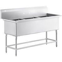 Regency Spec Line 69 inch 14 Gauge Stainless Steel Three Compartment Commercial Sink - 20 inch x 20 inch x 14 inch Bowls