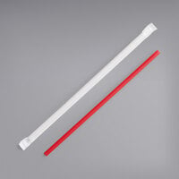 Dixie 10 1/4" Giant Red Wrapped Straw - 1200/Case