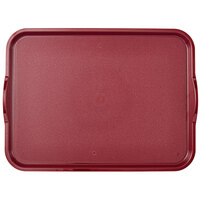 Cambro Camwear 15" x 20" Dark Cranberry Non-Skid Polycarbonate Fast Food Tray with Handles 1520CWNSH488 - 12/Pack