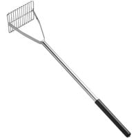 Fourté 30" Chrome Plated Square-Faced Potato / Bean Masher with Rubber Handle