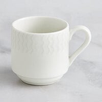 RAK Porcelain Leon 6.8 oz. Ivory Embossed Porcelain Stackable Cup - 12/Case