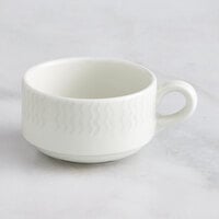 RAK Porcelain Leon 6.1 oz. Ivory Embossed Porcelain Stackable Cup - 12/Case