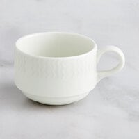 RAK Porcelain Leon 7.8 oz. Ivory Embossed Porcelain Stackable Cup - 12/Case