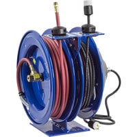 Coxreels C-L350-5016-A Dual Purpose Spring Rewind Air Hose and Power Cord Reel with Low Pressure 3/8" x 50' Hose and Power Cord - 300 PSI