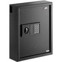 360 Office Furniture 14 1/8" x 4 3/4" x 17 3/4" Black Steel Wall Mount 71 Key Cabinet Safe with Electronic Keypad Lock