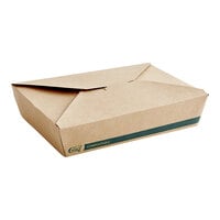 EcoChoice 7 3/4 inch x 5 1/2 inch x 2 inch Kraft PLA Lined Compostable #2 Take-Out Container - 50/Pack