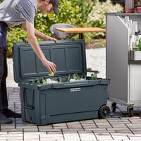 CaterGator CG100CHRW Charcoal 110 Qt. Mobile Rotomolded Extreme Outdoor Cooler / Ice Chest