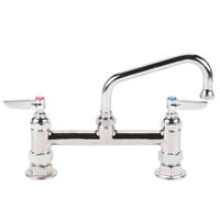 T&S B-0222 Deck Mounted Faucet with 6" Swing Nozzle, 8" Adjustable Centers, 23.09 GPM Stream Regulator Outlet, Eterna Cartridges, and Lever Handles