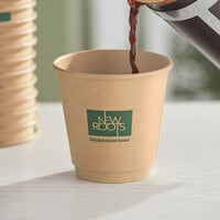 New Roots 8 oz. Smooth Double Wall Kraft Compostable Paper Hot Cup - 500/Case