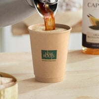New Roots 12 oz. Smooth Double Wall Kraft Compostable Paper Hot Cup - 500/Case