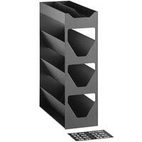 ServSense Black 5-Section Countertop Lid / Straw Organizer - 6 1/2" x 16" x 23"