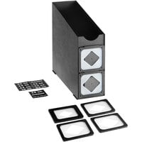 KleanTake by ServSense Black Countertop Slim Cup Dispenser Cabinet with Top Lid / Straw Organizer - 2 Slot